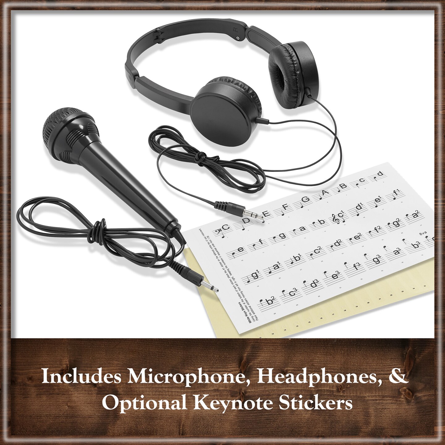 Ashthorpe 61-Key Digital Keyboard Piano, Portable Electronic Piano Keyboard Kit with Headphones, Microphone, and Keynote Stickers