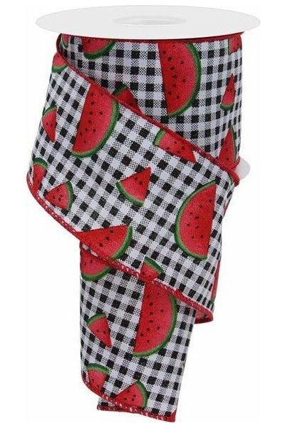 2.5&#x22; Watermelon Slice Gingham Ribbon: Black/White (10 Yards)