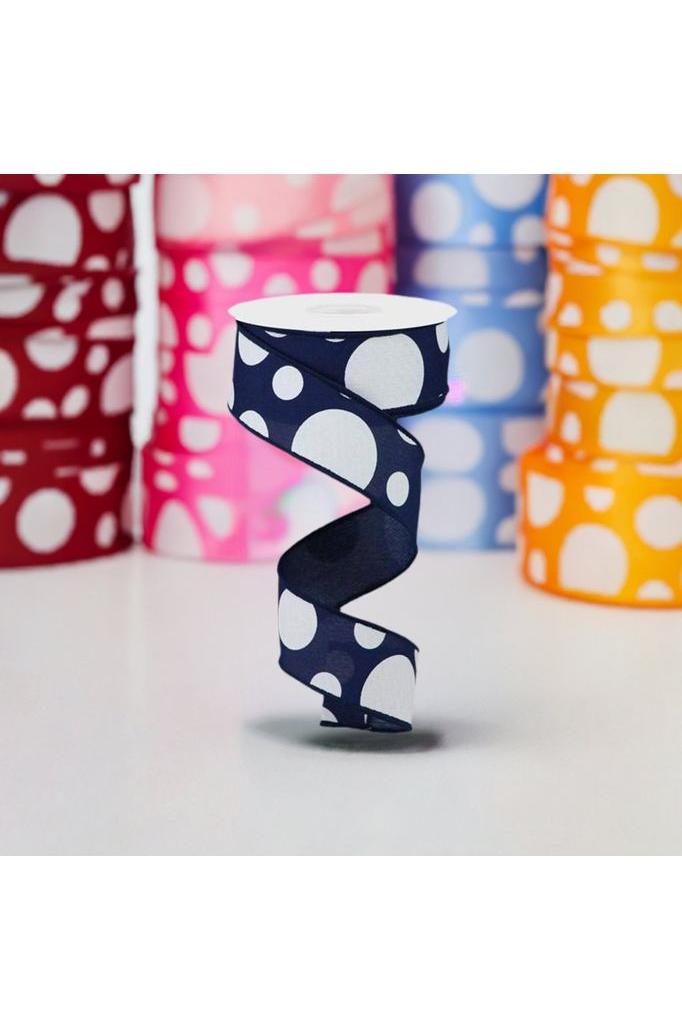 1.5&#x22; Giant Three Size Polka Dot Ribbon: Navy Blue (10 Yards)
