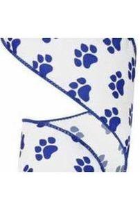 2.5&#x22; Satin Paw Print Ribbon: Blue &#x26; White (10 Yards)