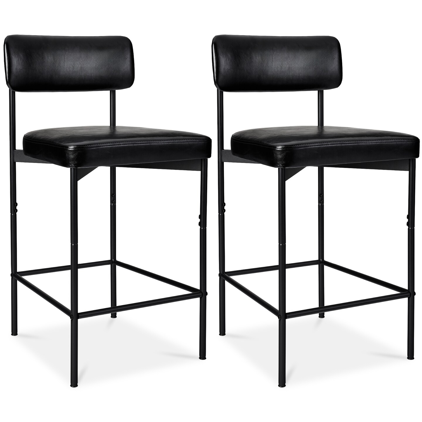 Best Choice Products Set of 2 Faux Leather Counter Stools for Kitchen Island and Dining w/ Metal Frame