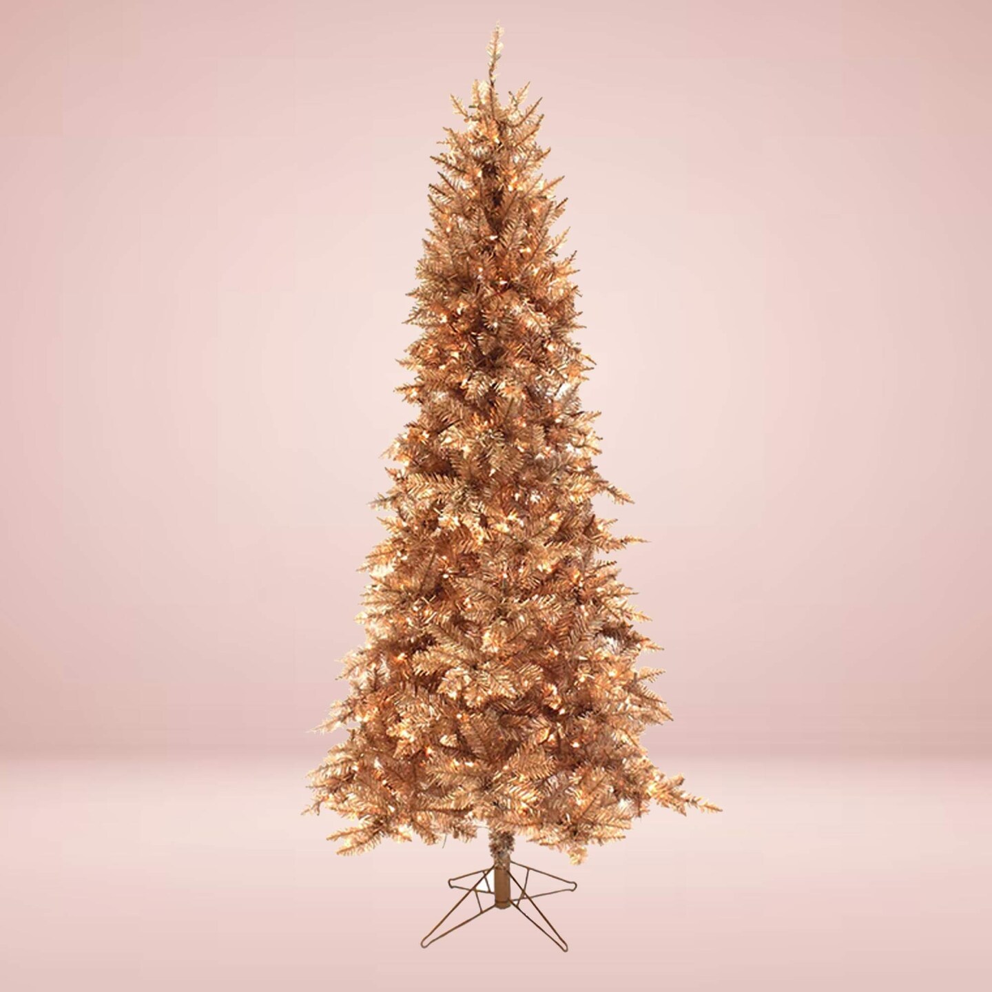 6.5ft Champagne Gold Slim Prelit Christmas Tree Warm White Lights