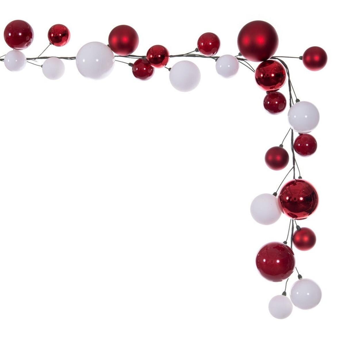 10&#x27; Red White Ball Ornament Garland