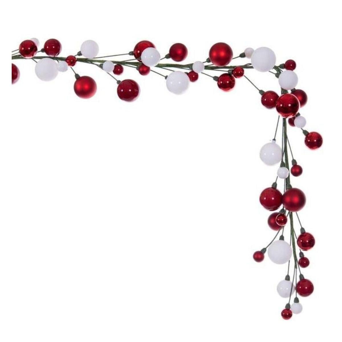 6&#x27; Ball Branch Garland: Red and White
