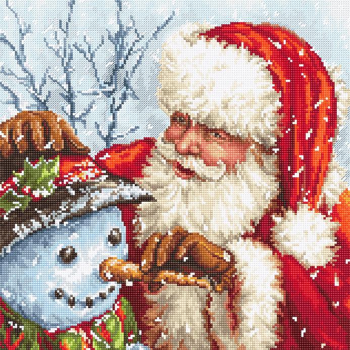 Counted Cross Stitch Kit Santa Claus and Snowman Leti919 | Michaels