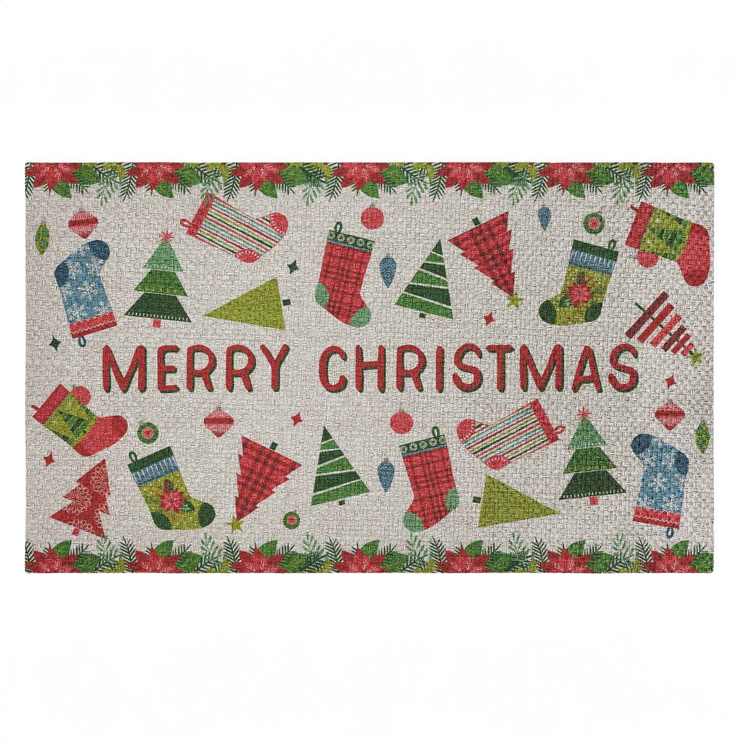 Stupell Industries Christmas Merriment Stockings Outdoor Door Mat, design by Suzanne Nicoll, 18"x30"