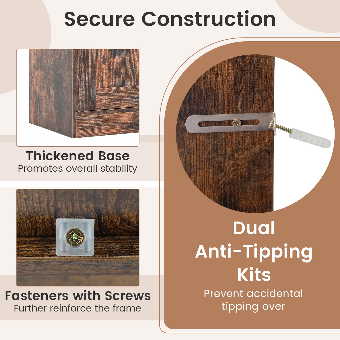 Bathroom Cabinet with Adjustable Shelves and Metal Handles 2-Door Storage Organizer for Bathroom