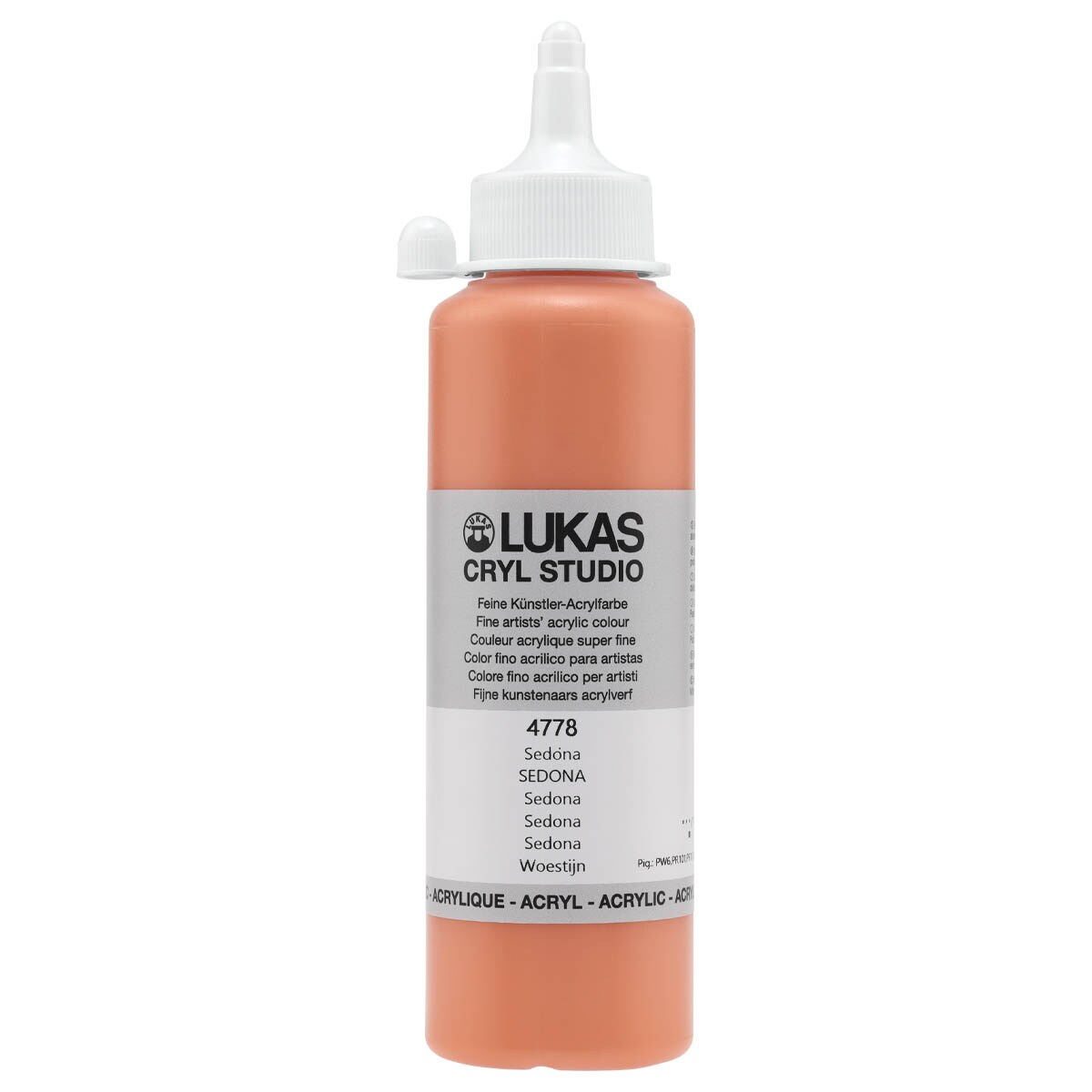 Lukas CRYL Studio Artist Acrylic Paint, Sedona, 250 ml Bottle - High Pigment Acrylic Paints for Canvas Painting, Large Scale Works - Medium-Viscosity, Water-Mixable, Fast Drying