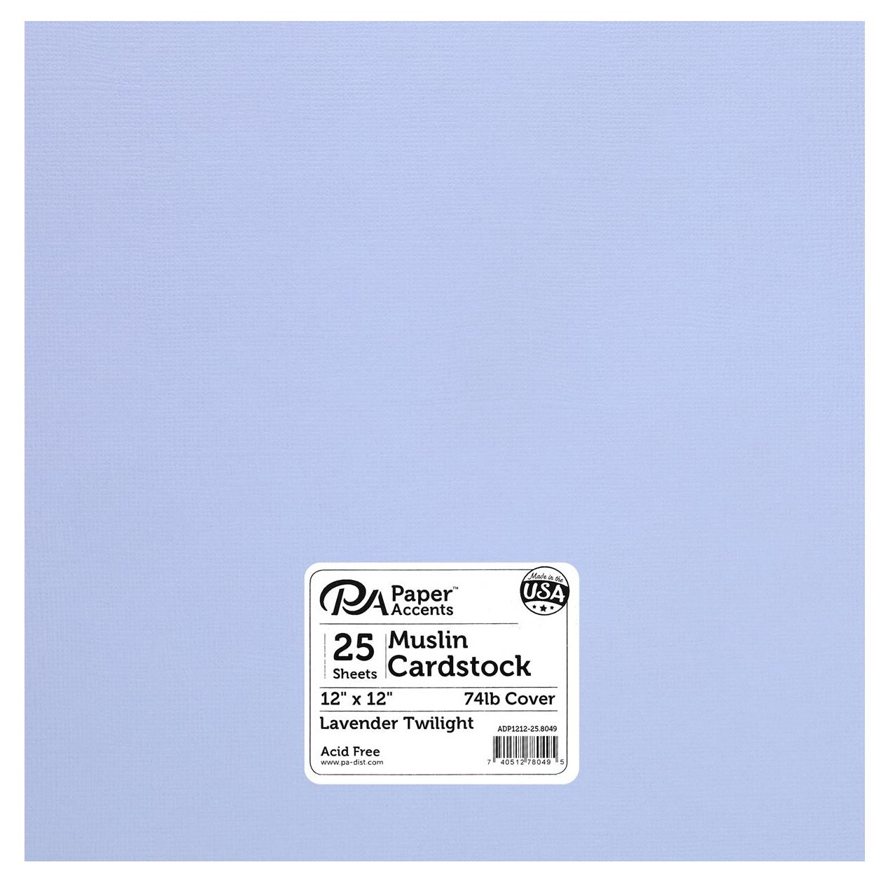 Accent Design Paper Accents Cardstock Muslin Lavender Twilight, 12"x12", 74lb, 25pc - Textured Cardstock with Linen Finish for Scrapbooking, Crafts, and DIY Projects
