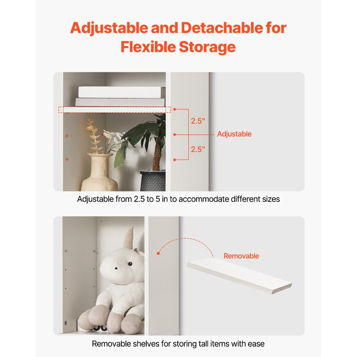 8-Tier Tall Narrow Bookshelf, 71" Wooden Open Bookcase with Adjustable Shelf