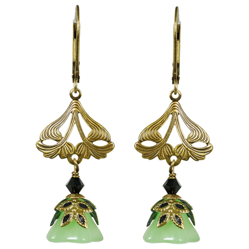 Pewter Plated Brass Leafy Triangle Two Ring Connectors Set of Six P-2C48