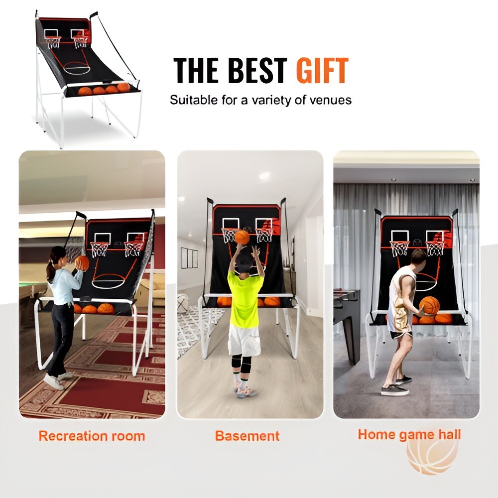 Foldable Basketball Arcade Game, 2 Player Indoor Dual Shot with Scoreboard
