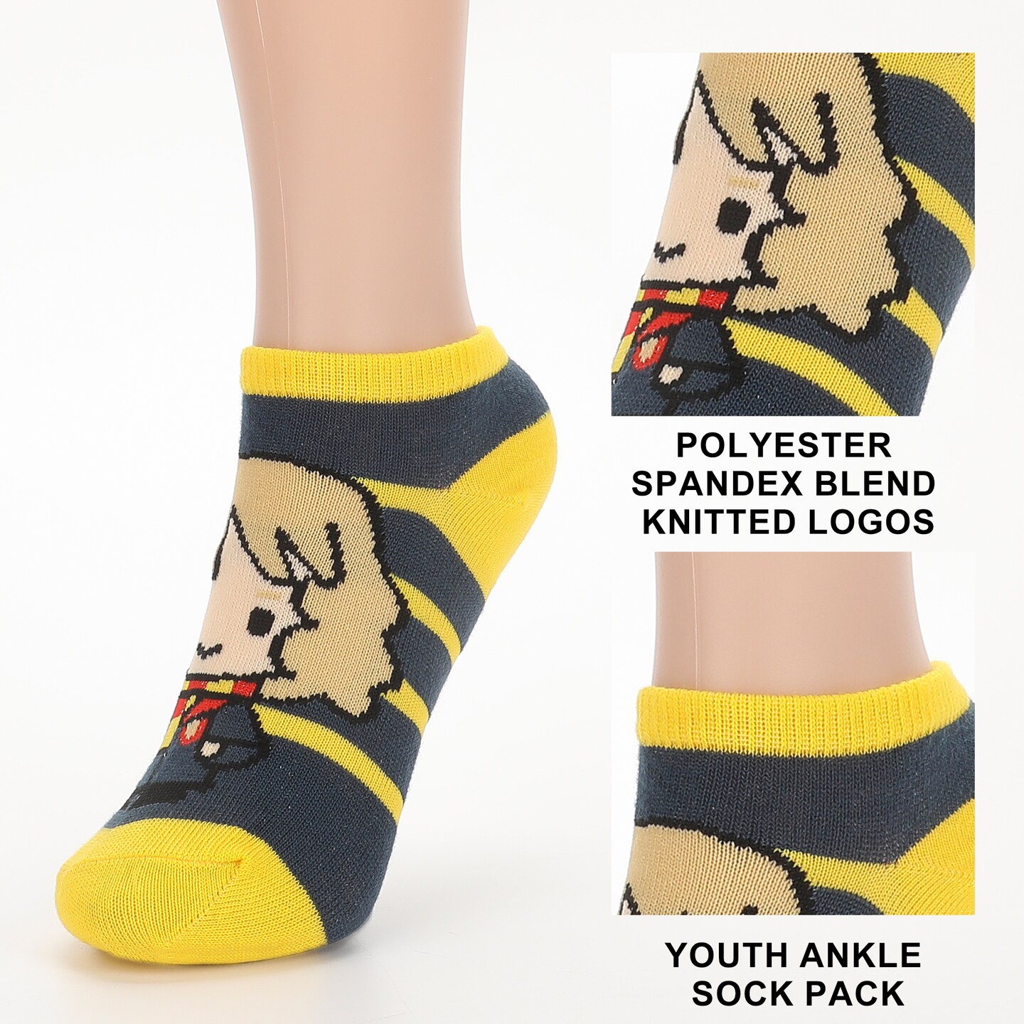 Harry Potter Harry, Hermione, Ron and Draco Youth Ankle Socks 6 Pack