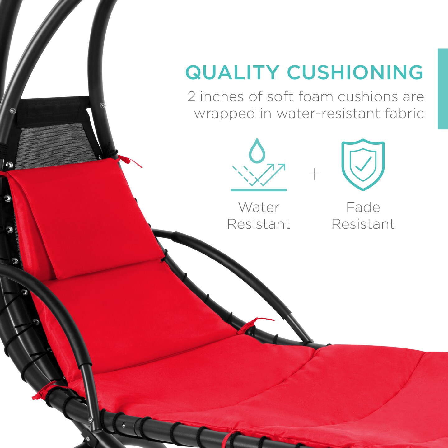 Best Choice Products Hanging Curved Chaise Lounge Chair Swing for Backyard, Patio w/ Pillow, Shade, Stand