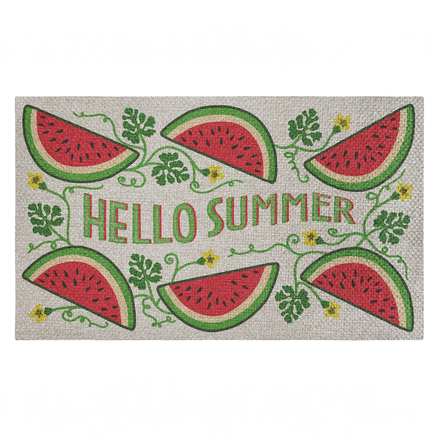 Stupell Industries Hello Summer Watermelon Outdoor Door Mat, design by Darlene Seale, 18"x30"
