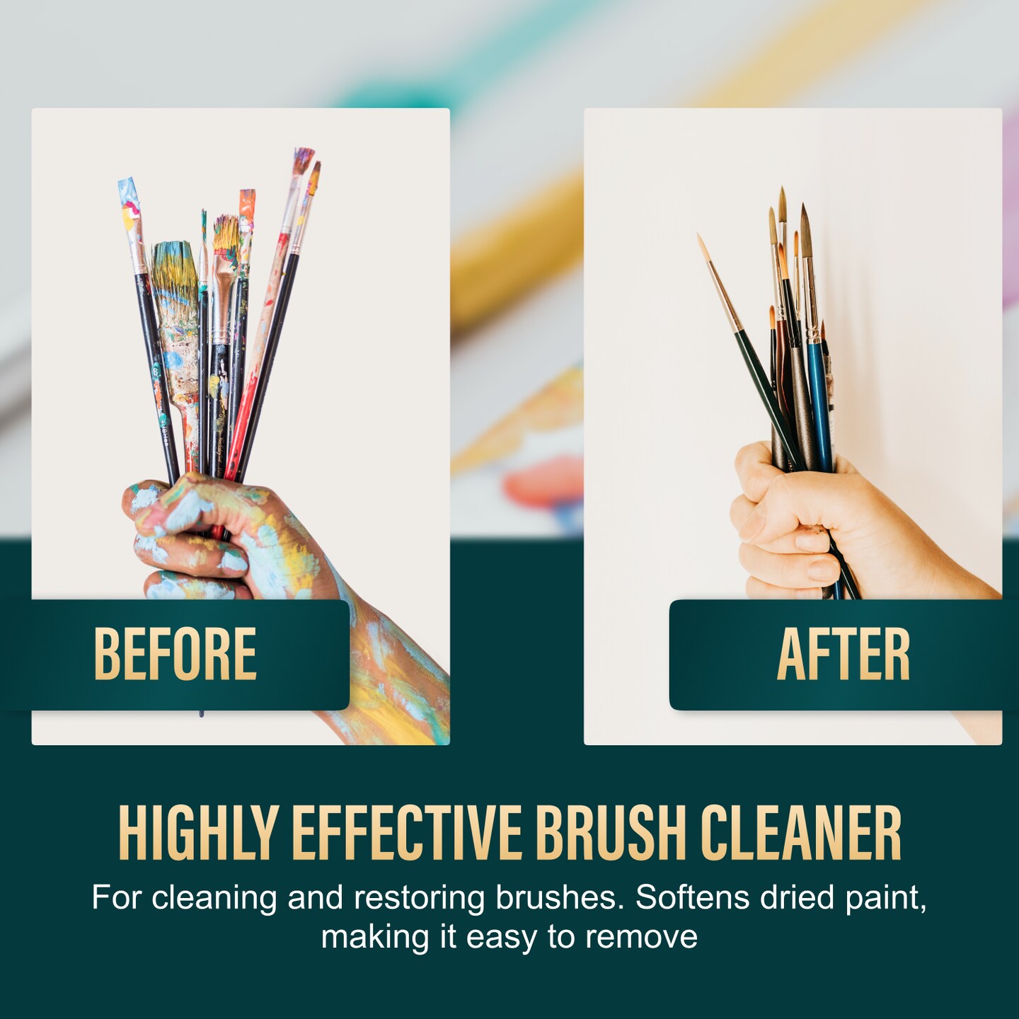 Oil Paint Brush Cleaner and Restorer-Paintbrush Cleaner for Acrylic, Oil, and Glass Paints-Biodegradable, Non-Toxic, Odorless, Eco-Friendly, Quick-Clean Formula Paint Remover