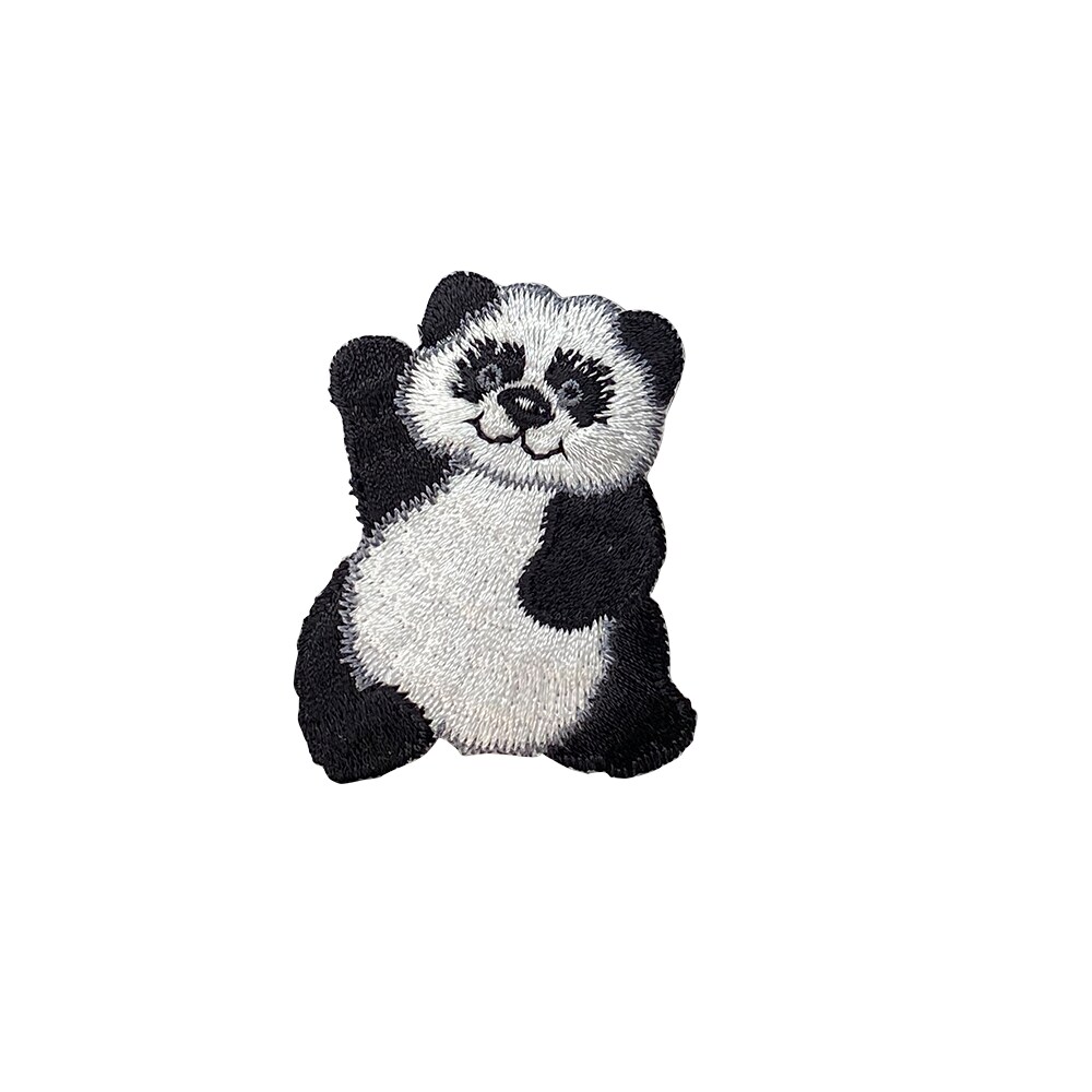 Panda Bear Waving, Animals, Embroidered, Iron on Patch