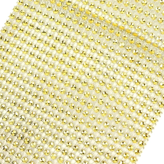 4.5&#x22; x 10 yards 24 Rows Gold Diamond Mesh Wrap