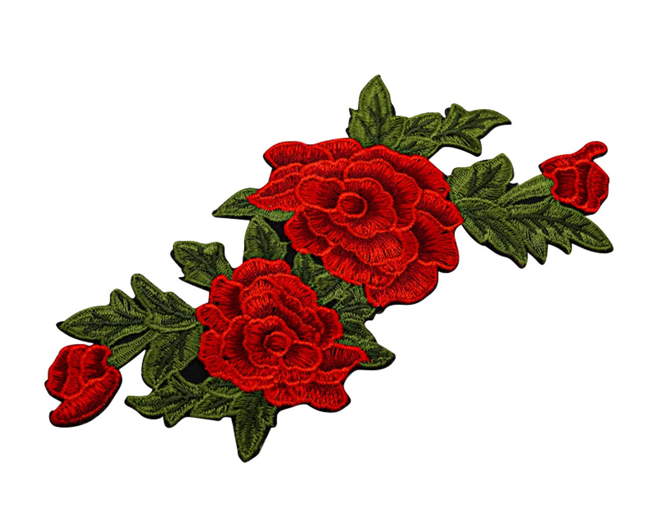 3 1/2&#x22;x 7&#x22; Red Rose Embroidery Heat Transfer Patch Pack of 12