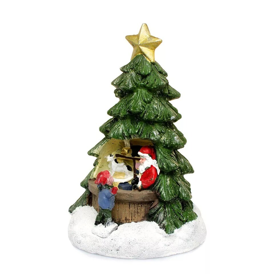 5&#x22; LED Lighted Christmas Tree Stall Holidays Decor Winter Village Scene