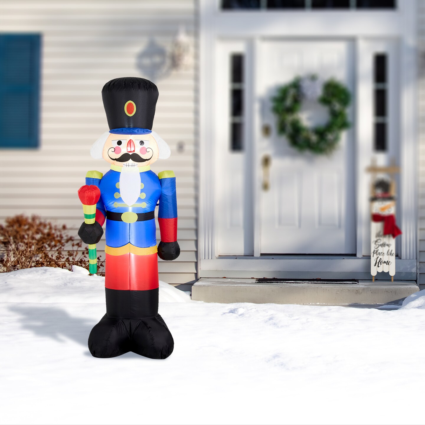 Set of 2 8FT Lighted Inflatable Nutcracker Soldier Décor