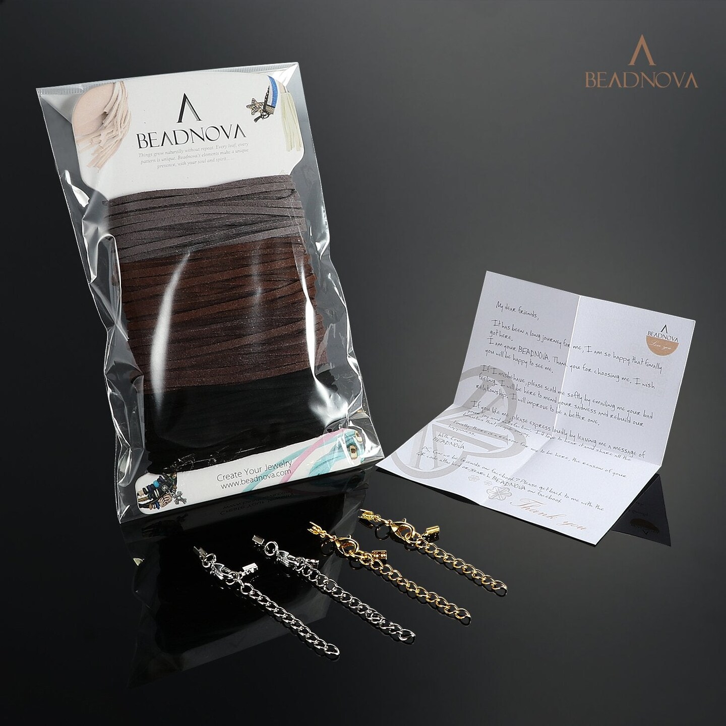 BEADNOVA Leather Cord for Jewelry Making Leather String Suede Cord Strips for Crafts Faux Lace Thread for Bracelets (4 Colors, 3.3 Yard, 3mm)