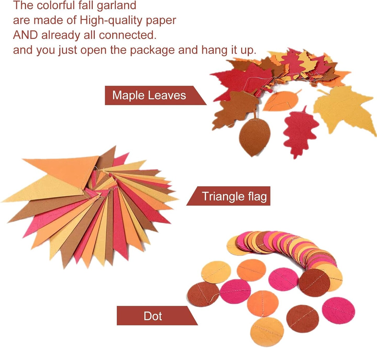 Happy Felt Fall Garland Banner,NO DIY, Thanksgiving Orange Hanging Streamer Thankful Pennant Banner Triangle Flag for Harvest Autumn Theme Festival Birthday Wedding Party Decorations