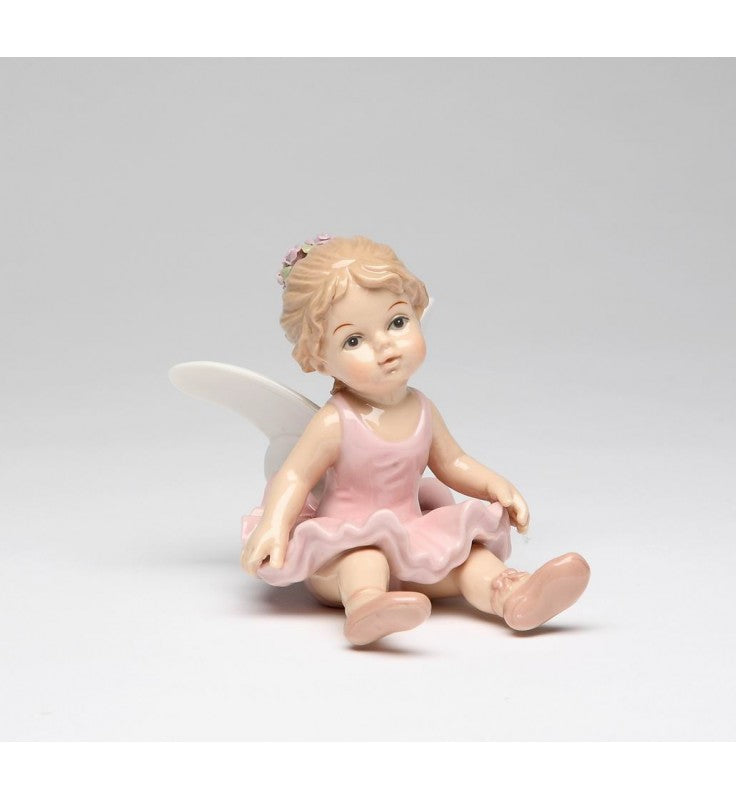 Ceramic Ballerina Girl in Pink Sitting Down Figurine, Ballet Dancer Gift, Gift for Daughter, Gift for Her