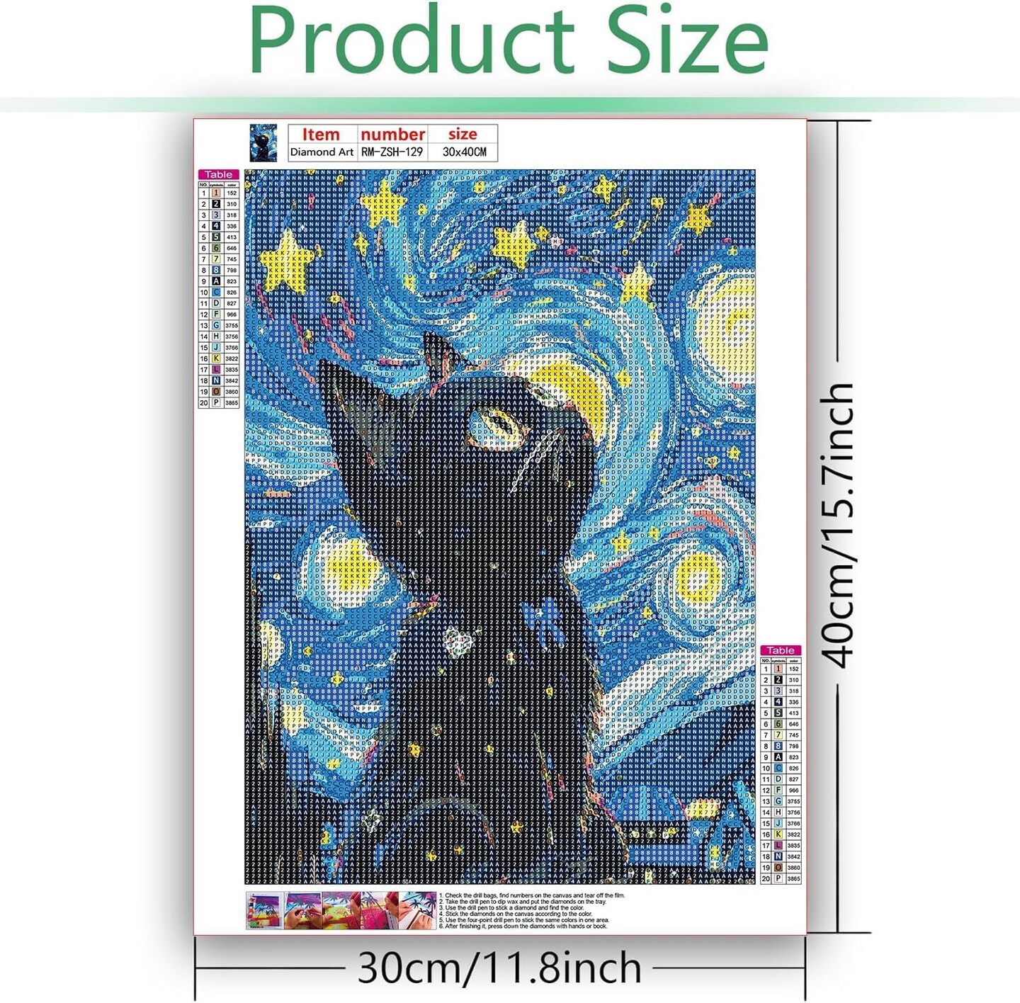 Black cat Diamond Art Painting Kits for Adults, Full Drill Diamond Dots Paintings for Beginners, Round 5D Paint with Diamonds Pictures Gem Art Painting Kits DIY Crafts Kits 【12x16inch】