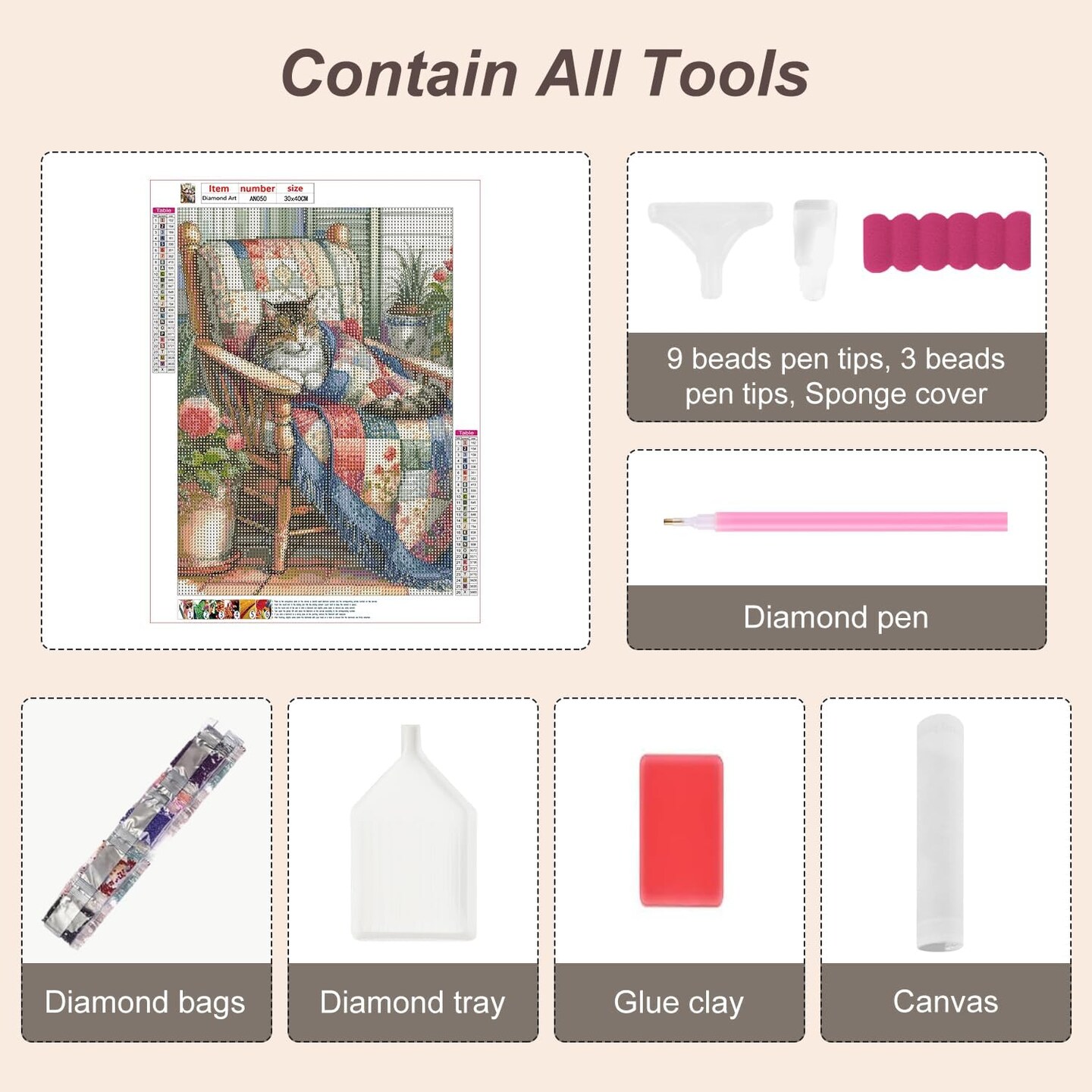 Cat 5D Diamond Painting Kit for Adults – Full Drill DIY Art, Beginner-Friendly 12x16 Inch Wall Décor & Gift