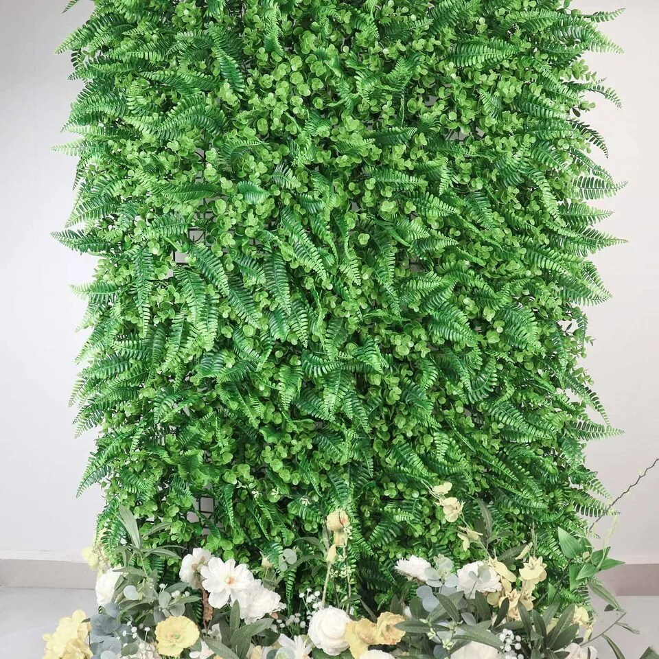 4 Green Assorted Artificial Foliage UV Protected Wall Backdrop Panels Events