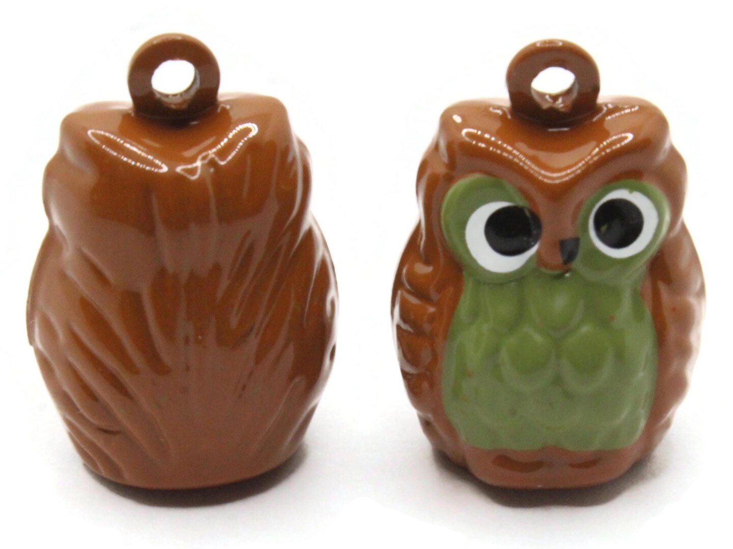 2 26mm Brown Owl Brass Bell Charms