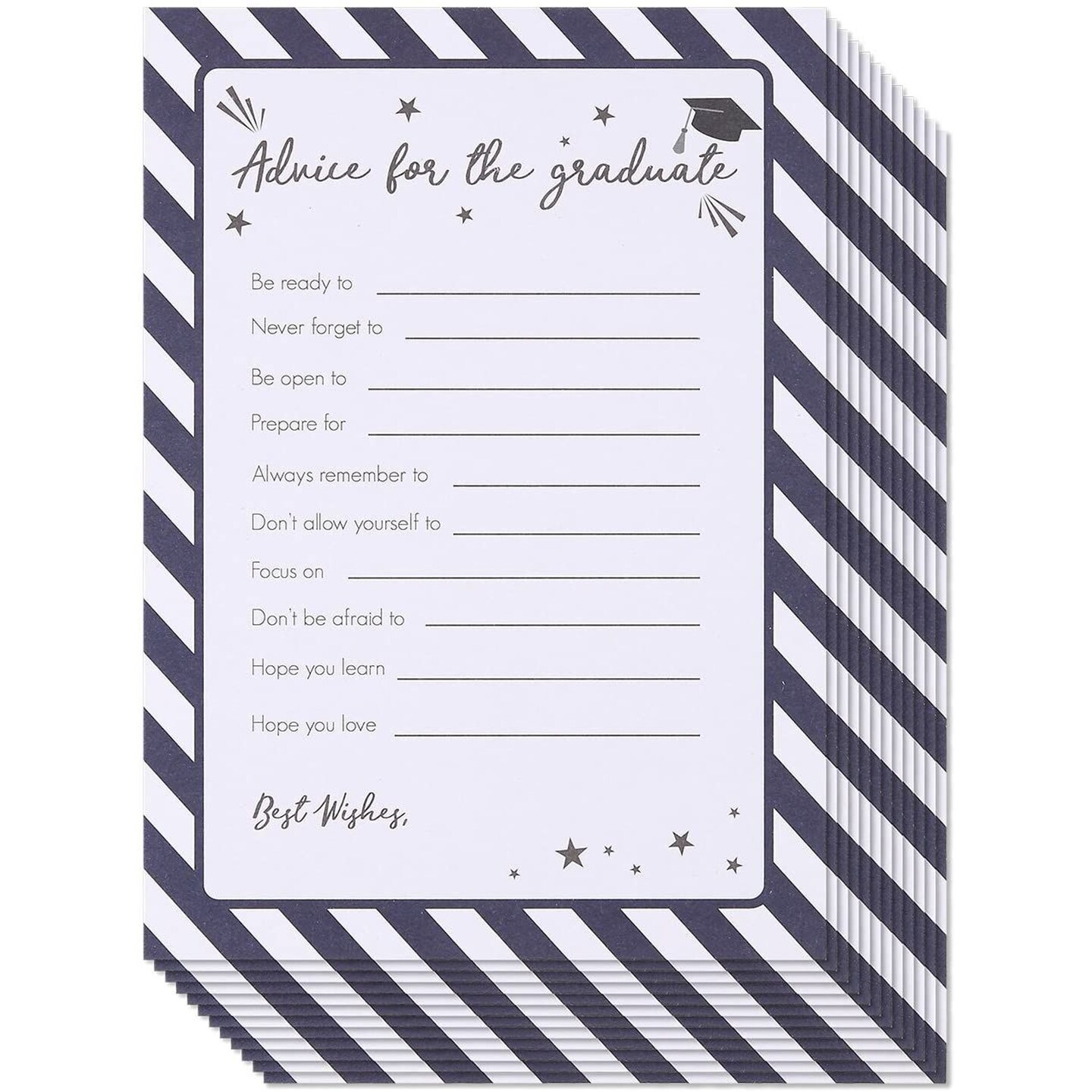 BLUE PANDA Graduation Advice Cards - 60 Pack, 5 x 7 In - Notecards for Graduates