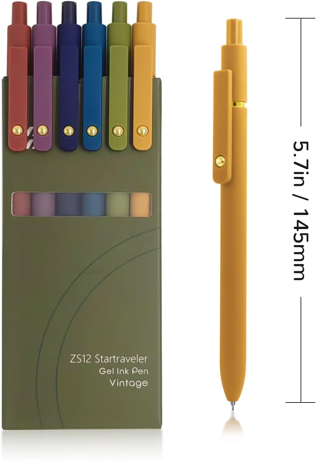 Gel Pens, 6 Pcs 0.5mm Fine Point Smooth Writing Pens Cute Pens, High-End Series Black Ink Pens for Journaling Note Taking, School Office Supplies for Women Men (6 Pcs Gold Vintage)