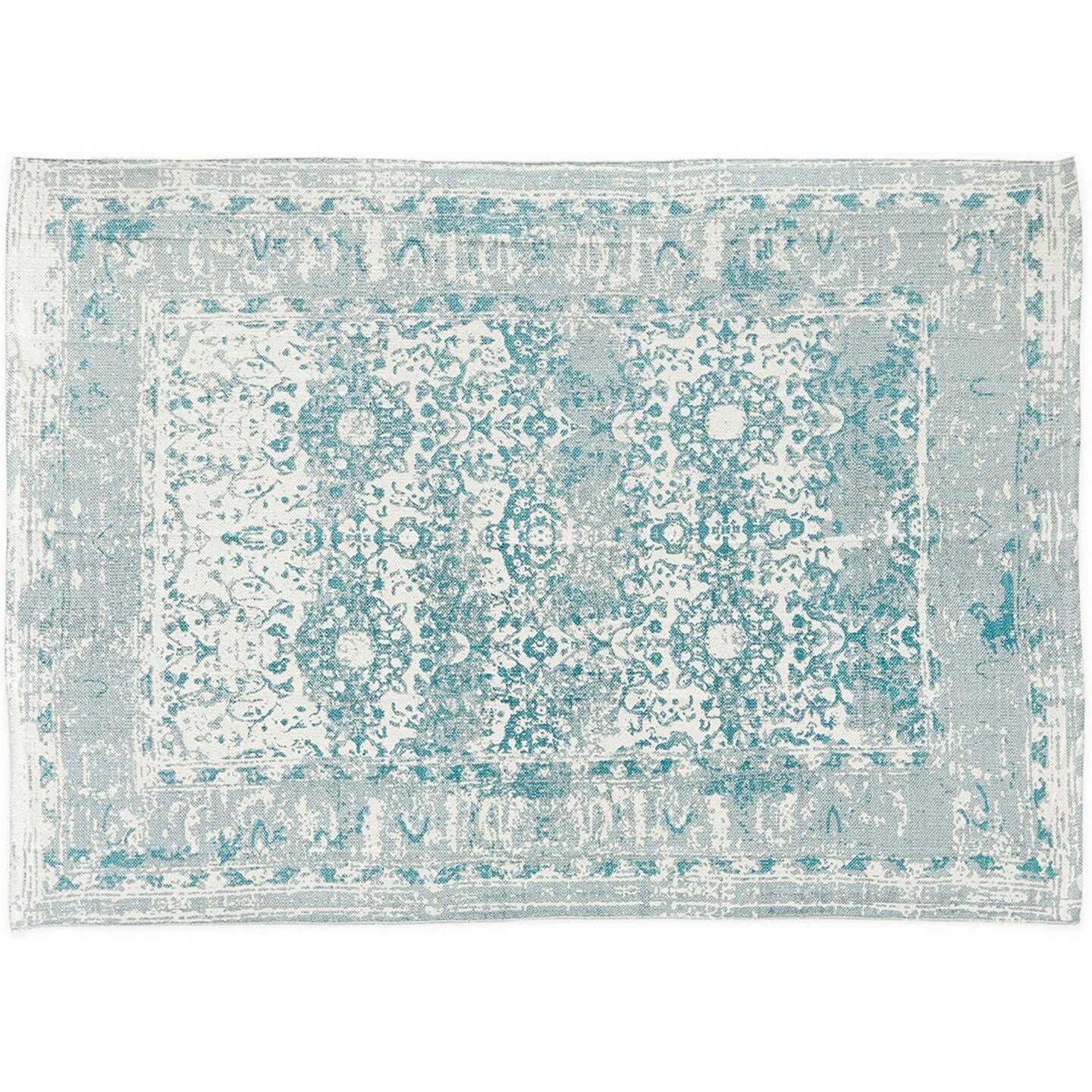 Vintage Jute Area Rug, Bohemian Style Home D&#xE9;cor (Light Blue, 5 x 7 Feet)