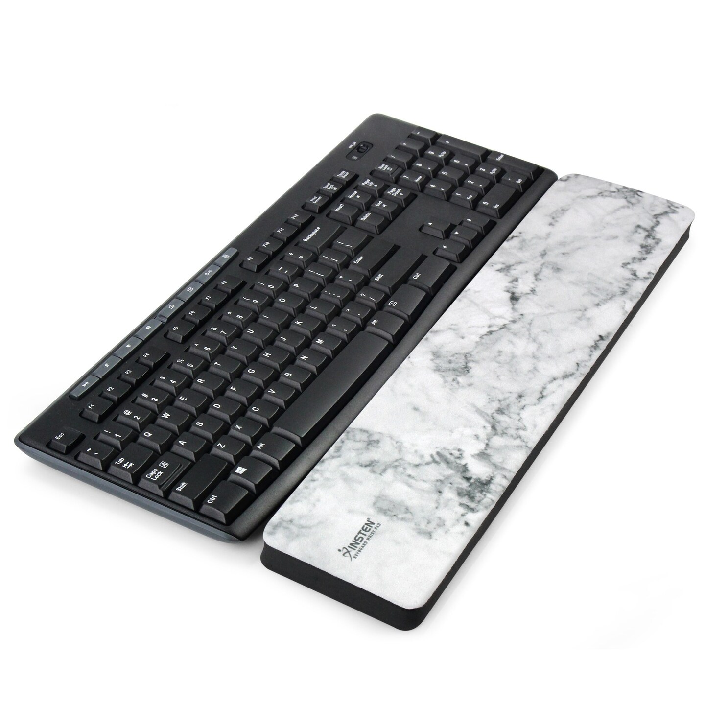 Keyboard Wrist Rest Pad Ergonomic Support for Computer Laptop Typing, White Marble, 17.3" x 3.7"