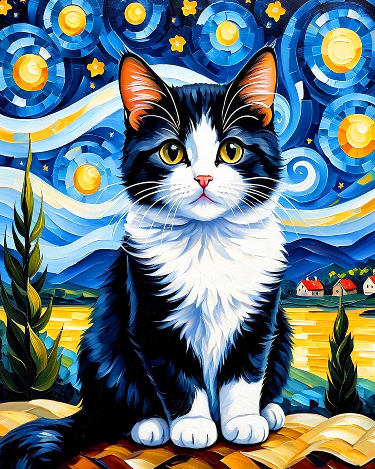 Diamond Art Kits for Adults, Cat 5D Diamond Painting Kits for Beginner DIY Gem Art Full Drill Diamond Dots Crystal Craft Kits