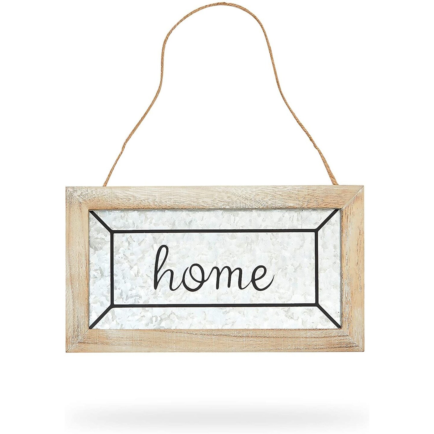 Hanging Wood Sign Farmhouse Decor, Home (10.6 x 5.9 Inches)