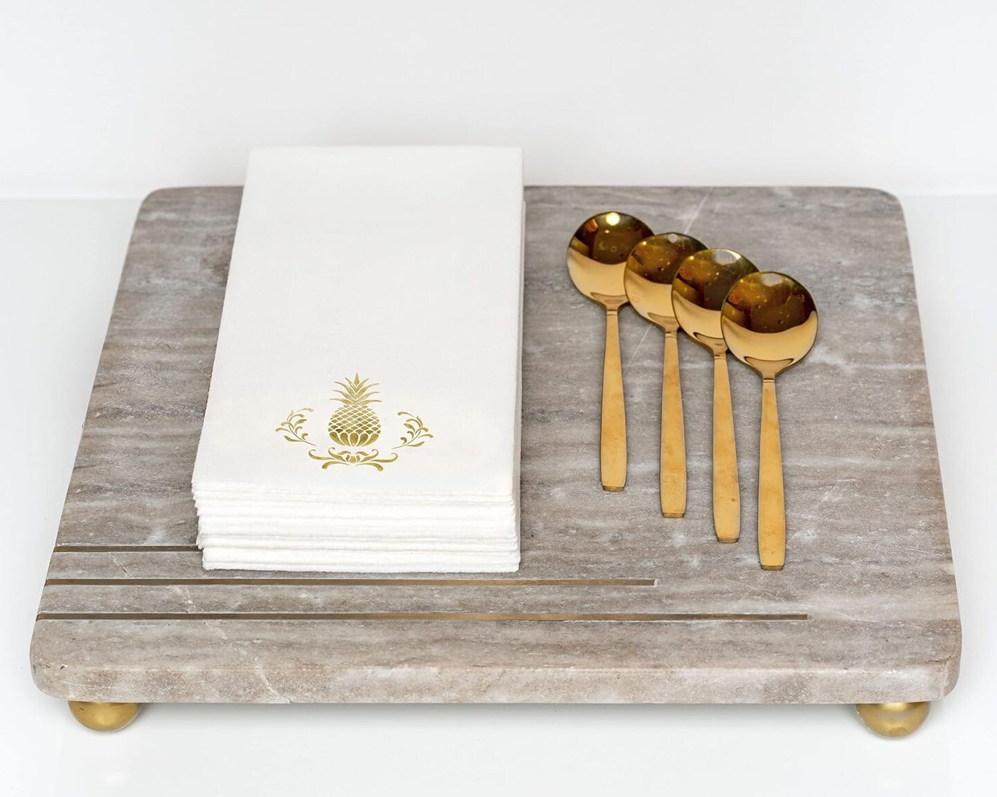 Pineapple Gold Foil Stamped Airlaid Paper Dinner Napkins, 1/6 Fold 12&#x22;x17&#x22; Disposable Guest Hand Towels - Absorbent, Linen-Like, Weddings, Receptions, Parties, Bathroom (Gold, 100 Count)