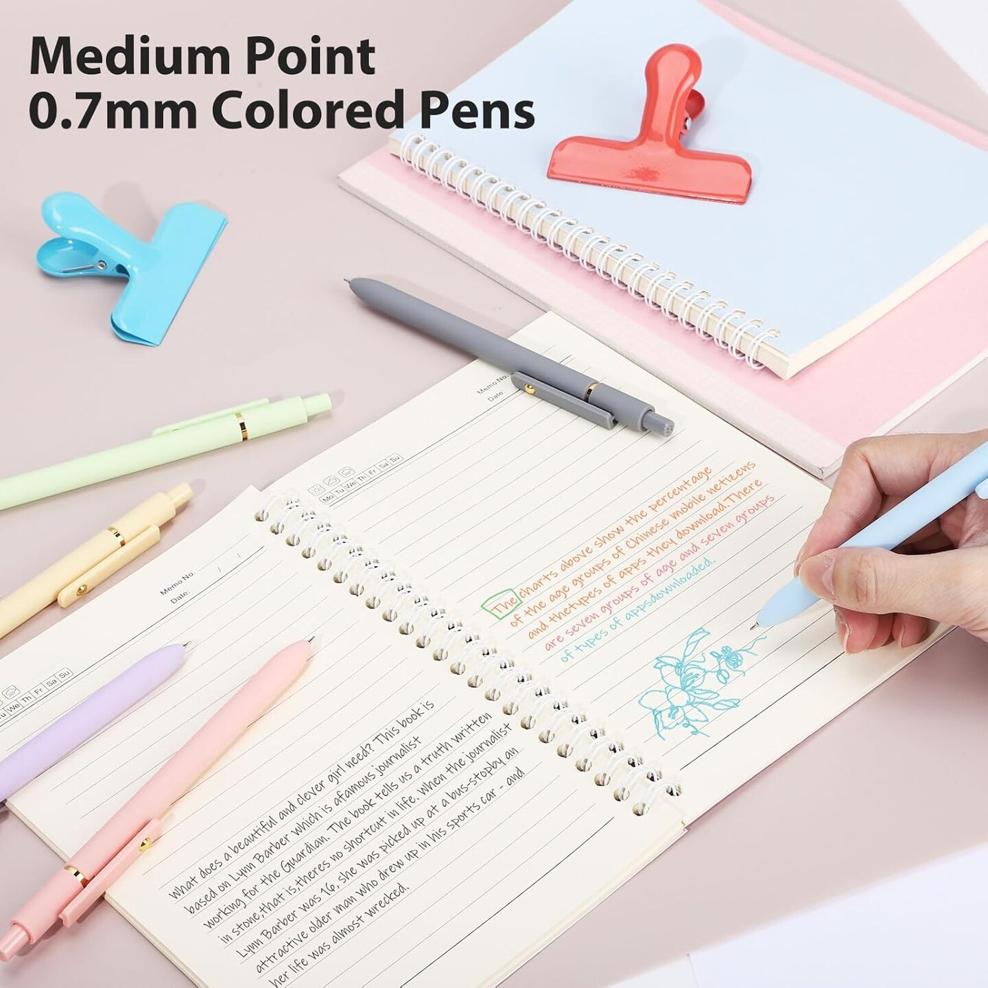 6-Pack Colored Gel Pens – 0.7mm Medium Point, Quick-Dry, Multi-Color for Journaling & Doodling