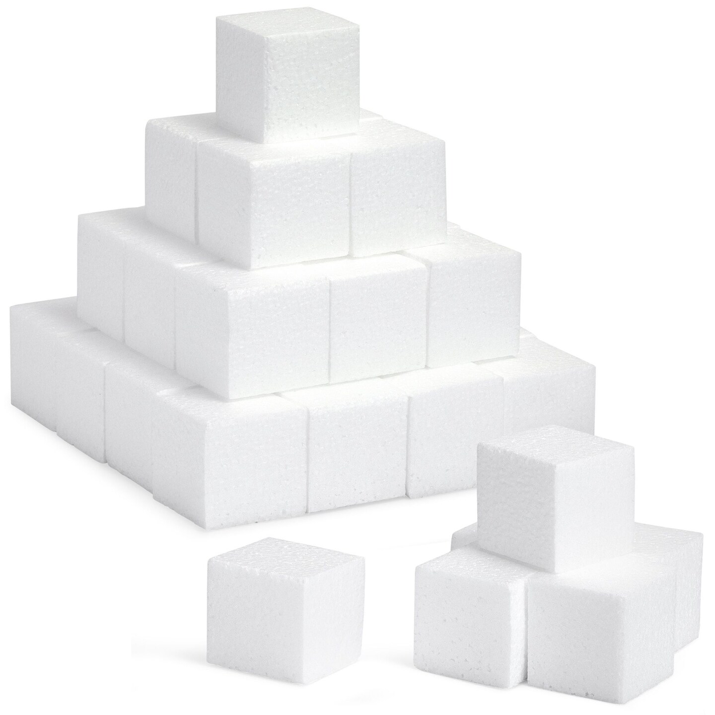 30 Pack Foam Craft Blocks for Modeling, 3 Inch Mini Square Cubes for Sculpting, School Projects (White Polystrene)