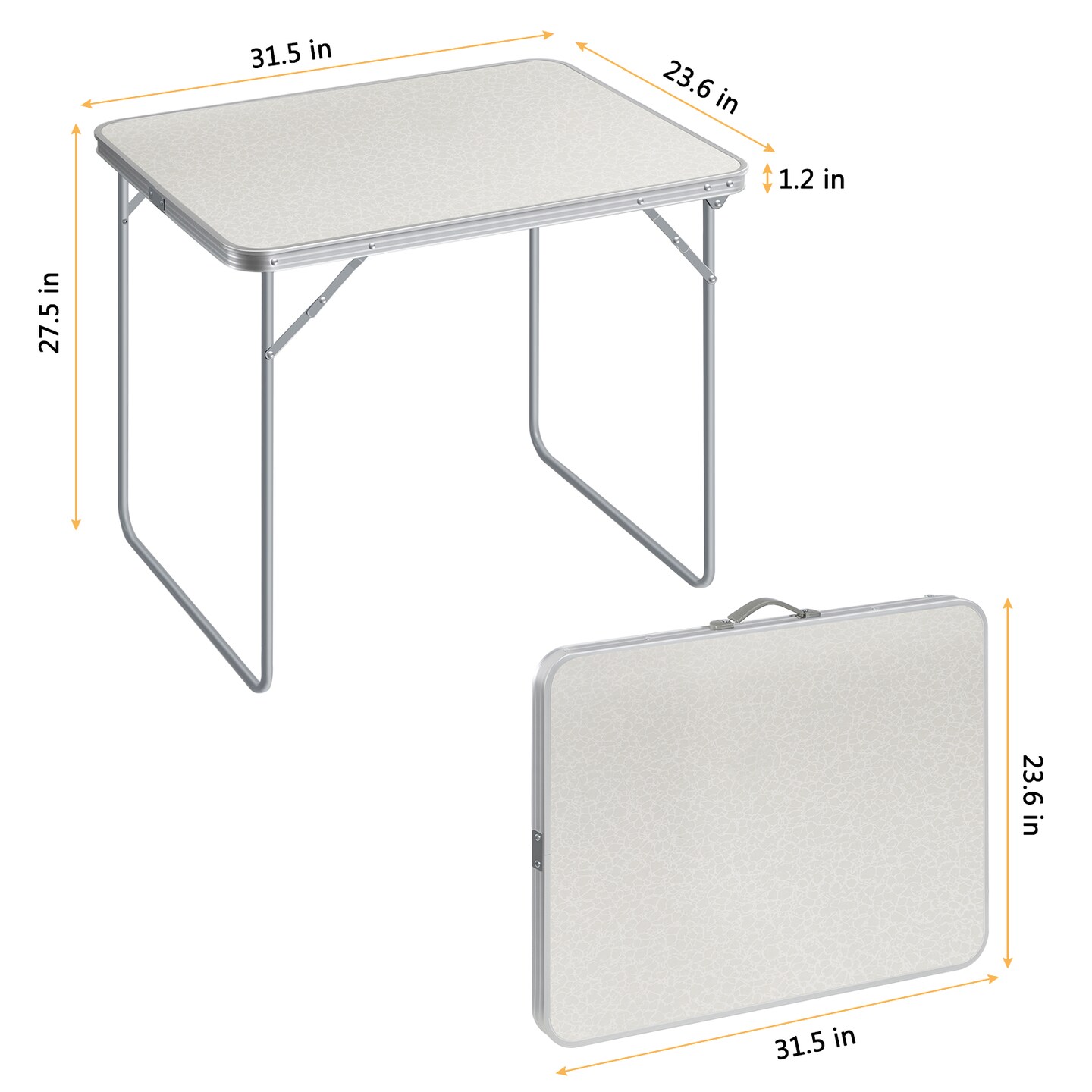 Portable Folding Camping Table &#x2013; Lightweight 31&#x22; White Outdoor Picnic Table, Waterproof MDF &#x26; Aluminum Alloy, Compact for Beach, Tailgating, Patio &#x26; Indoor Use