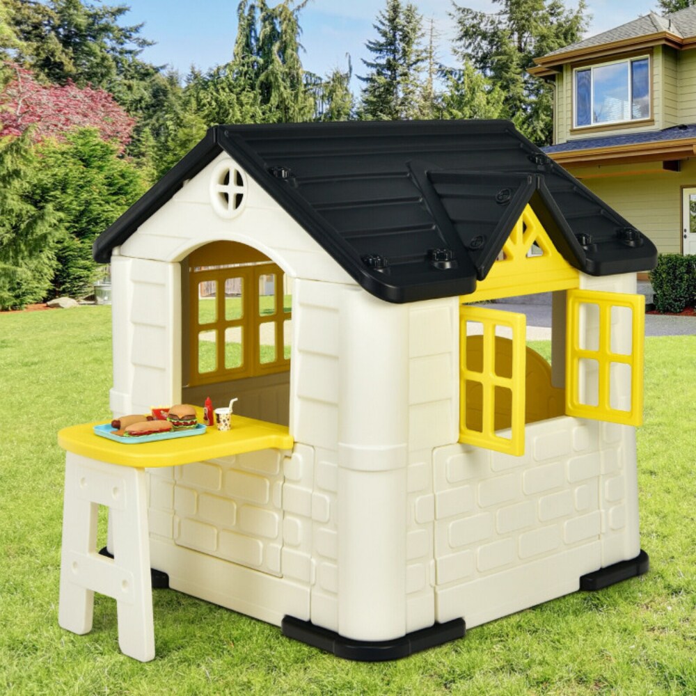 HDPE Playhouse Set with Slide, Table and Cover for Kids