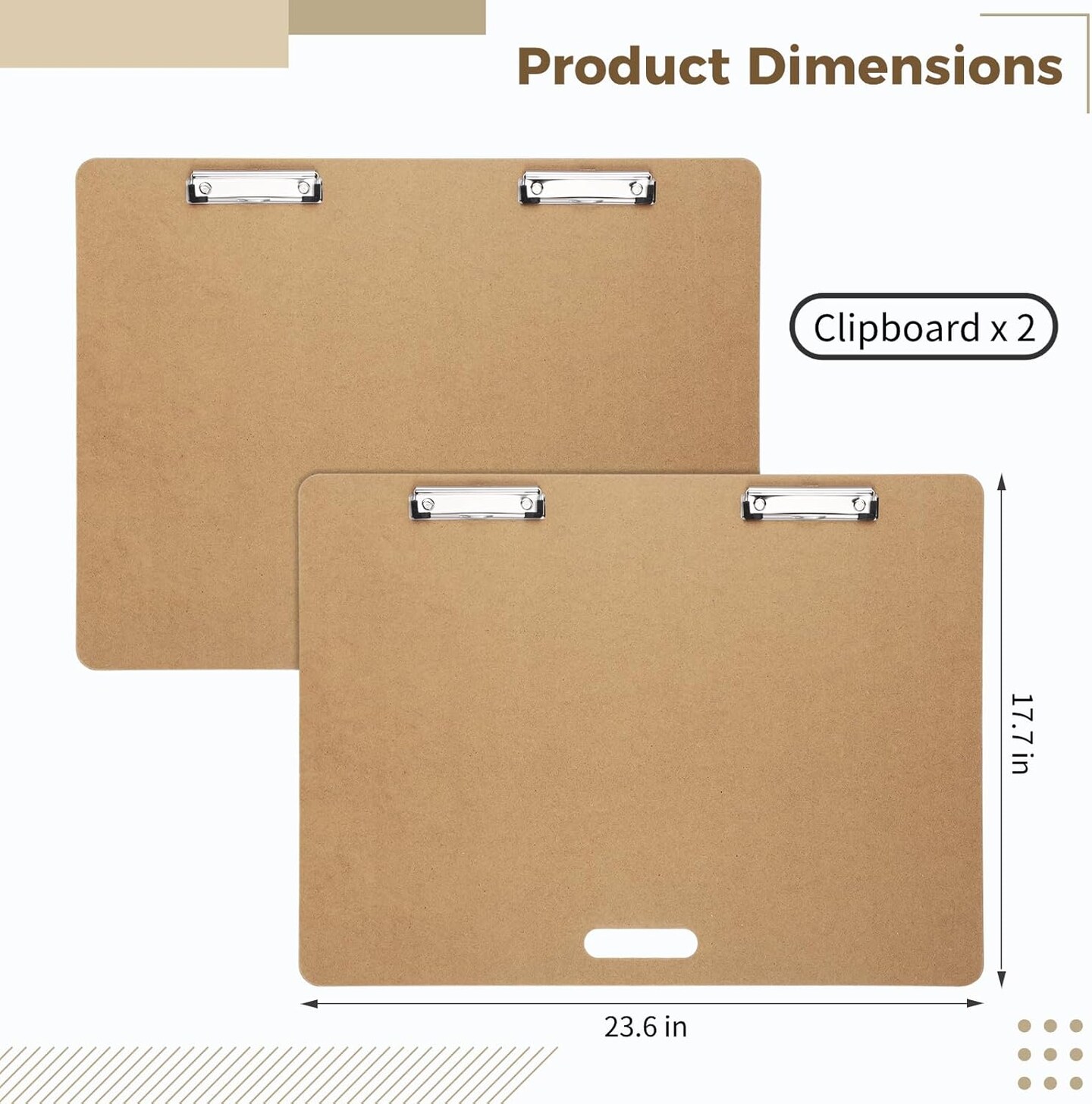 2PCS Extra Large Clipboards, 23&#x2019;&#x2019; x 17&#x2019;&#x2019; Clipboard, A3 Horizontal Wooden Clip Boards, Low Profile Clip Art Clipboard for Drawing, Sketching, Art Supplies, Landscape for Home Office
