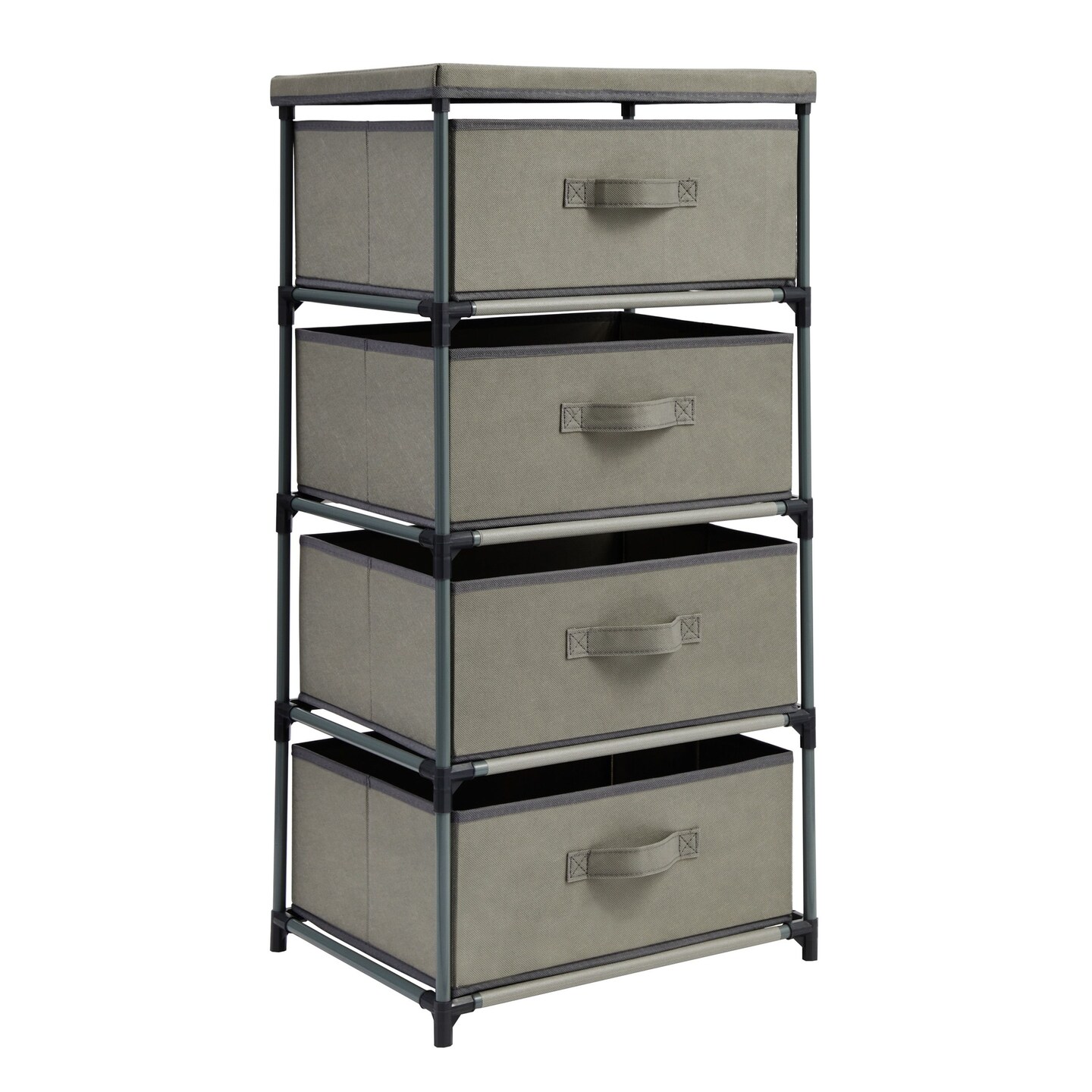 Juvale 4-Tier Dresser for Bedroom - 16.5 in x 13 in x 33 in, Light Gray Fabric, 4 Drawers - Narrow Closet Storage Drawers & Organizer - Steel Frame & Easy Assembly
