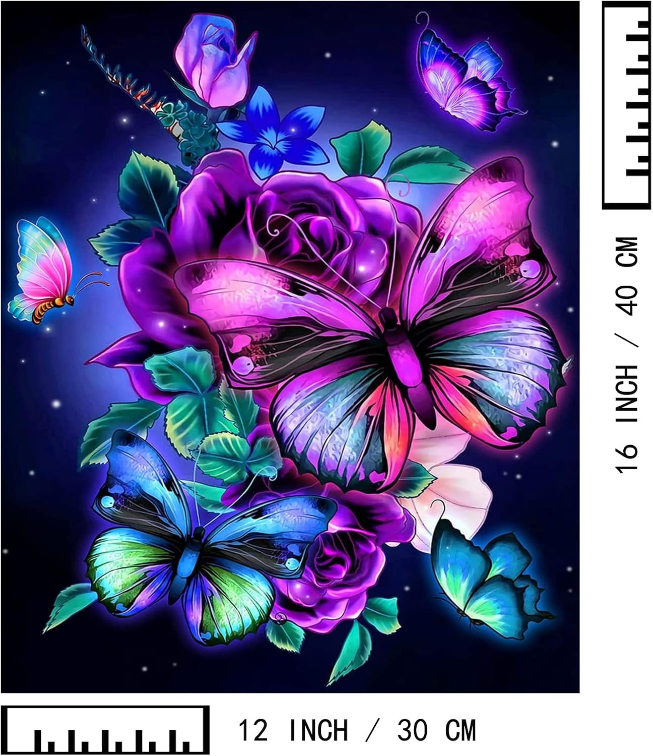 Paint by Numbers Kit for Adults Beginners,12" Wx16 L 2 Pack Canvas for Painting Kits for Adults in Colorful Box-Butterflies