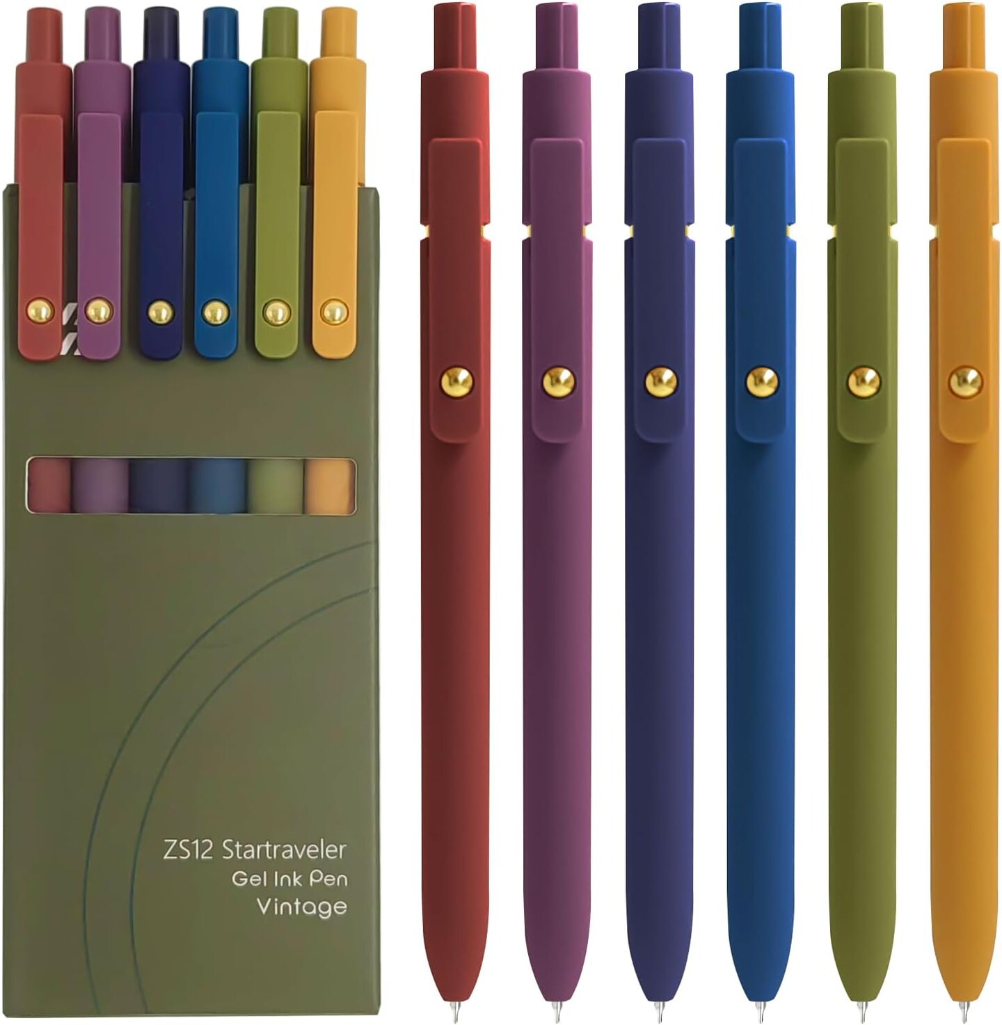 Gel Pens, 6 Pcs 0.5mm Fine Point Smooth Writing Pens Cute Pens, High-End Series Black Ink Pens for Journaling Note Taking, School Office Supplies for Women Men (6 Pcs Gold Vintage)