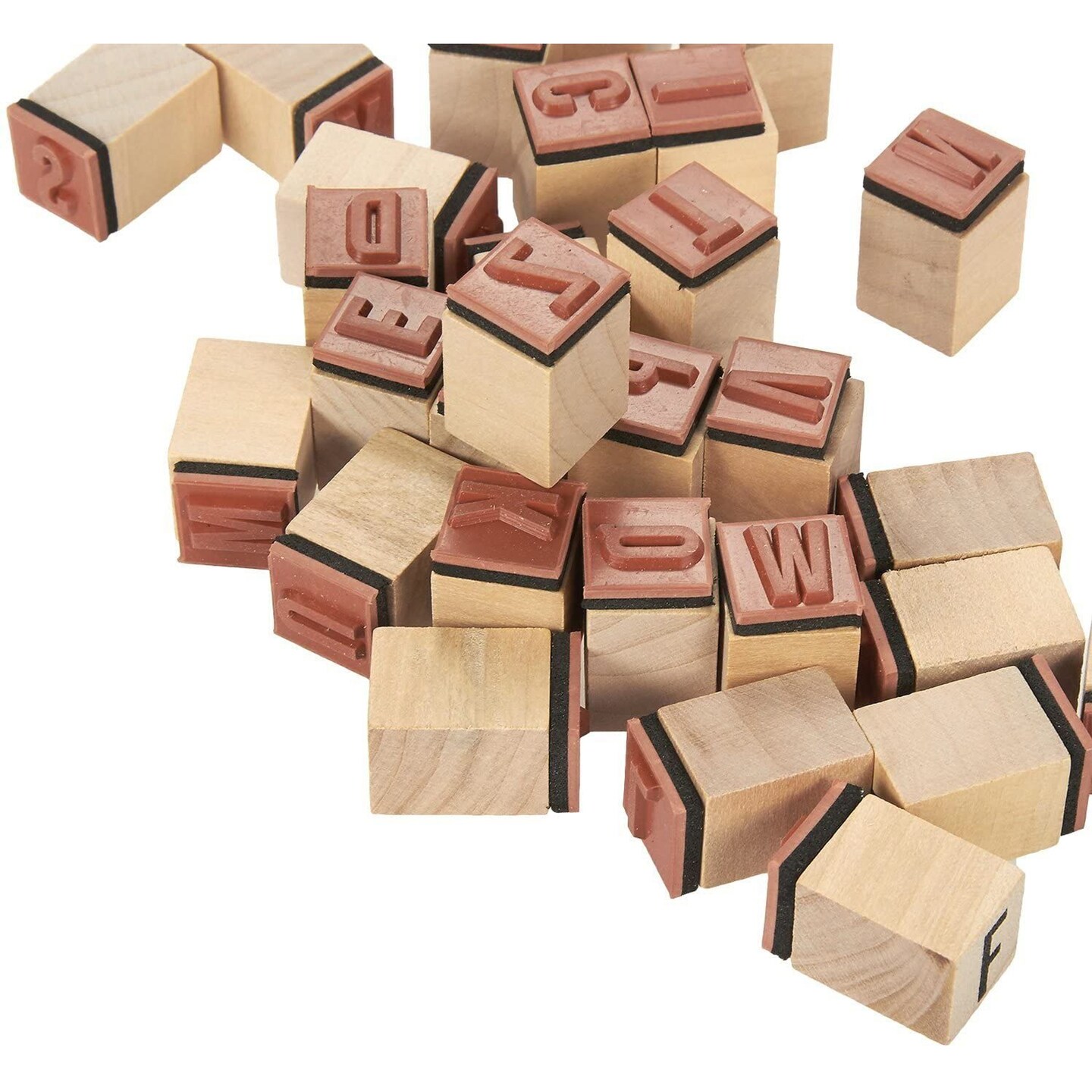 30 Pieces Mini Alphabet Rubber Stamps and Symbols for Crafts, Letters, DIY Cards, Scrapbooking (0.65 x1 In)