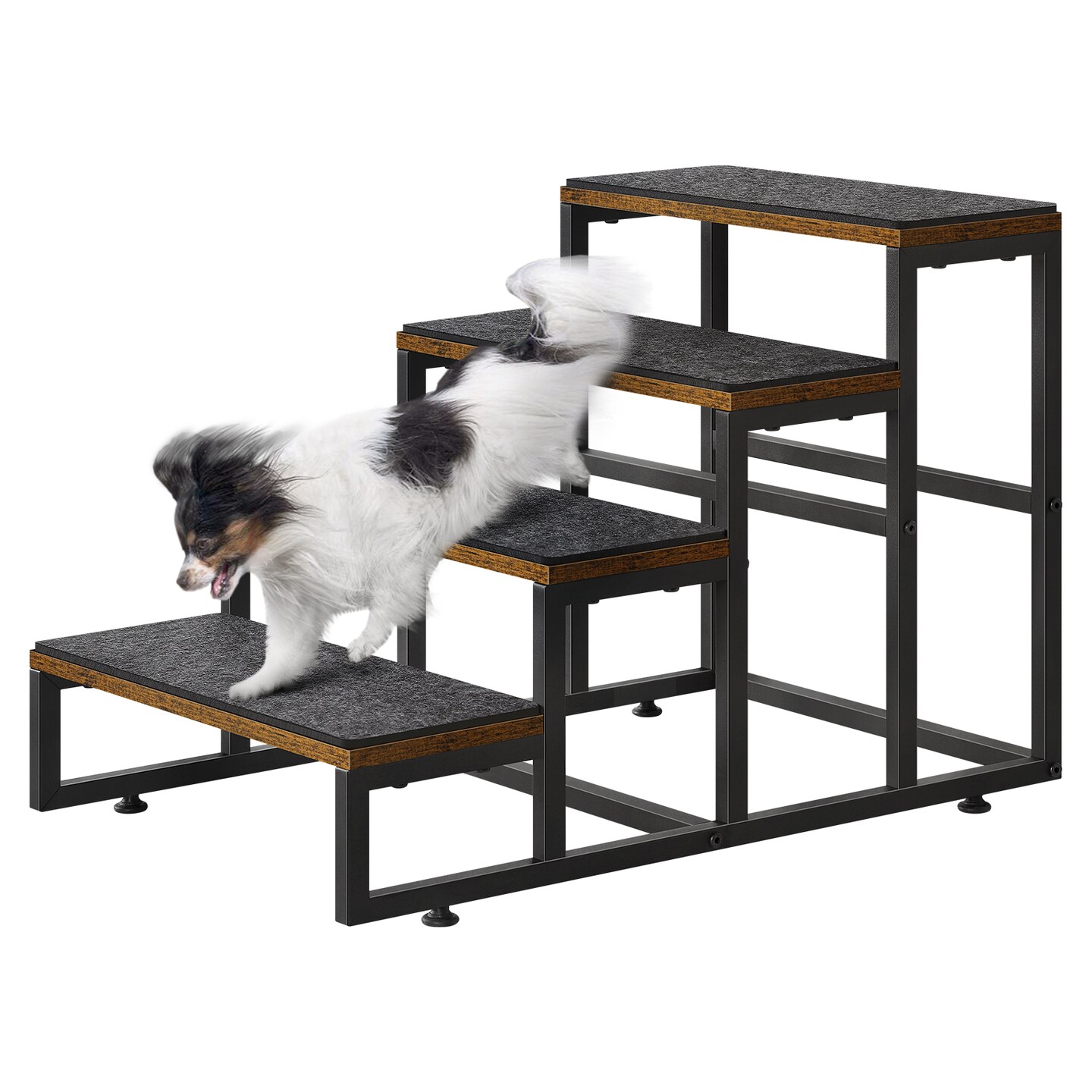 5-Step Non-Slip Dog Stairs for Bed &#x26; Sofa &#x2013; Heavy-Duty Pet Steps with Felt Pads, Joint-Friendly Design for Small, Senior, or Injured Pets