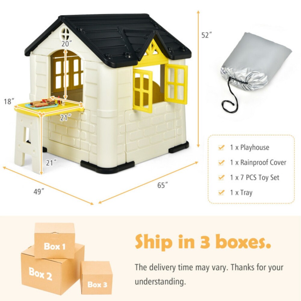 HDPE Playhouse Set with Slide, Table and Cover for Kids